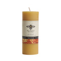 The Big Dipper Wax Works 100% Pure Beeswax Pillar Candle Natural is a tall, cylindrical yellow candle with a white wick and bee label, providing an eco-friendly, toxin-free option for your home.