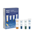 A Three Ships Best-Sellers Discovery Kit box appears with four labeled all-natural skincare tubes—Purify, Jelly Dew, Skin Hero, and Radiance—standing in front of this ideal travel-size set.