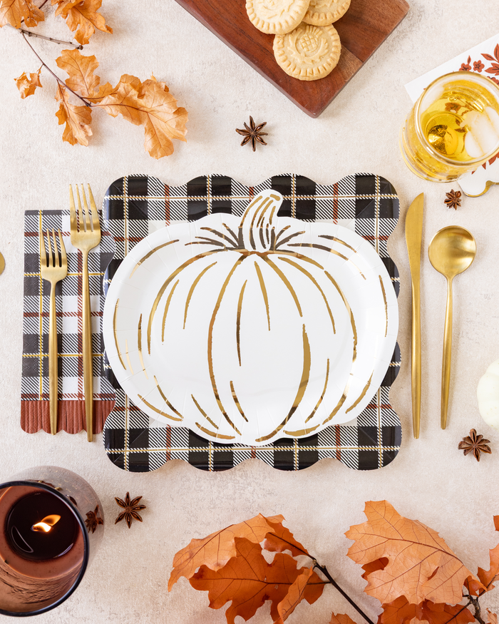 Black Fall Plaid Dinner Napkin