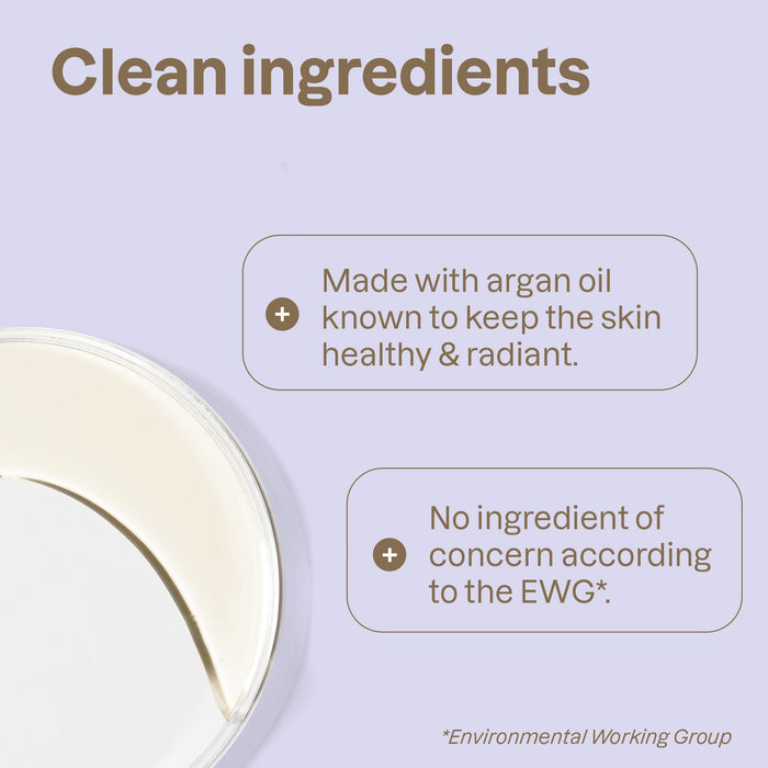 ATTITUDE blooming belly Nursing Balm is a cream-colored balm in a dish, made with argan oil for healthy, radiant skin. Verified safe by the EWG and packed in zero-plastic packaging, it offers an eco-friendly skincare solution.