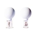 The WTHN Face Cupping Kit, featuring two glass cups with round white rubber tops and clear bases, is shown against a white background—ideal for face cupping inspired by Traditional Chinese Medicine.