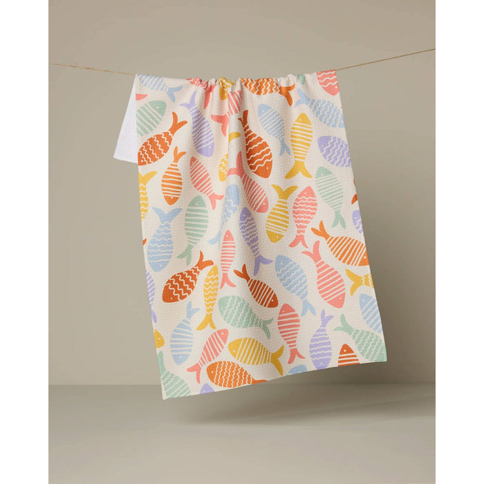 Fish Flip Geometry Tea Towel