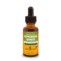 Herb Pharm Peppermint Spirits comes in a brown glass bottle with a black dropper cap and contains 1 fl oz (30 ml) of certified organic peppermint, formulated to support gastrointestinal system restoration.