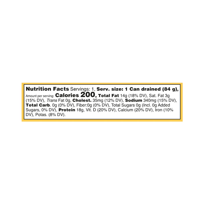 A nutrition label for a serving size of one can, drained, features Fishwifes Sardines with Preserved Lemon in extra virgin olive oil, listing 200 calories, 14g total fat, 350mg cholesterol, and 340mg sodium. It has no carbs or sugar but offers protein along with essential vitamins and minerals.