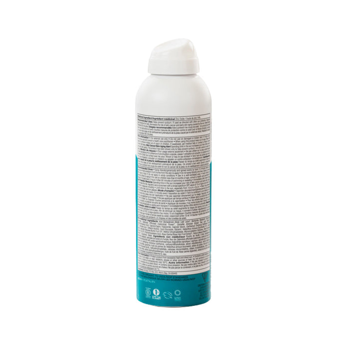 A canister with a white top and teal bottom labeled All Good Sport Sunscreen Spray - SPF 30 has dense text likely detailing antioxidants and usage instructions. The spray is set against a plain white background.